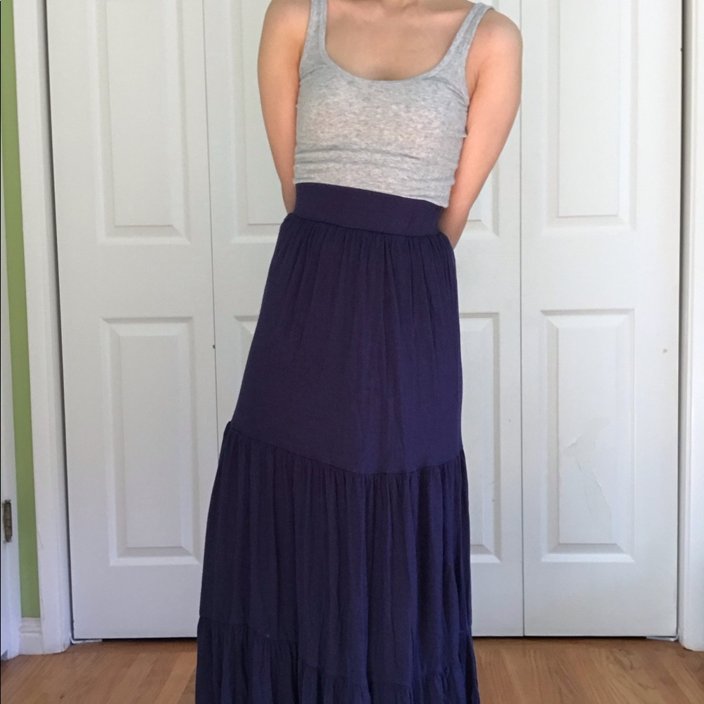 Cotton jersey material navy blue maxi skirt